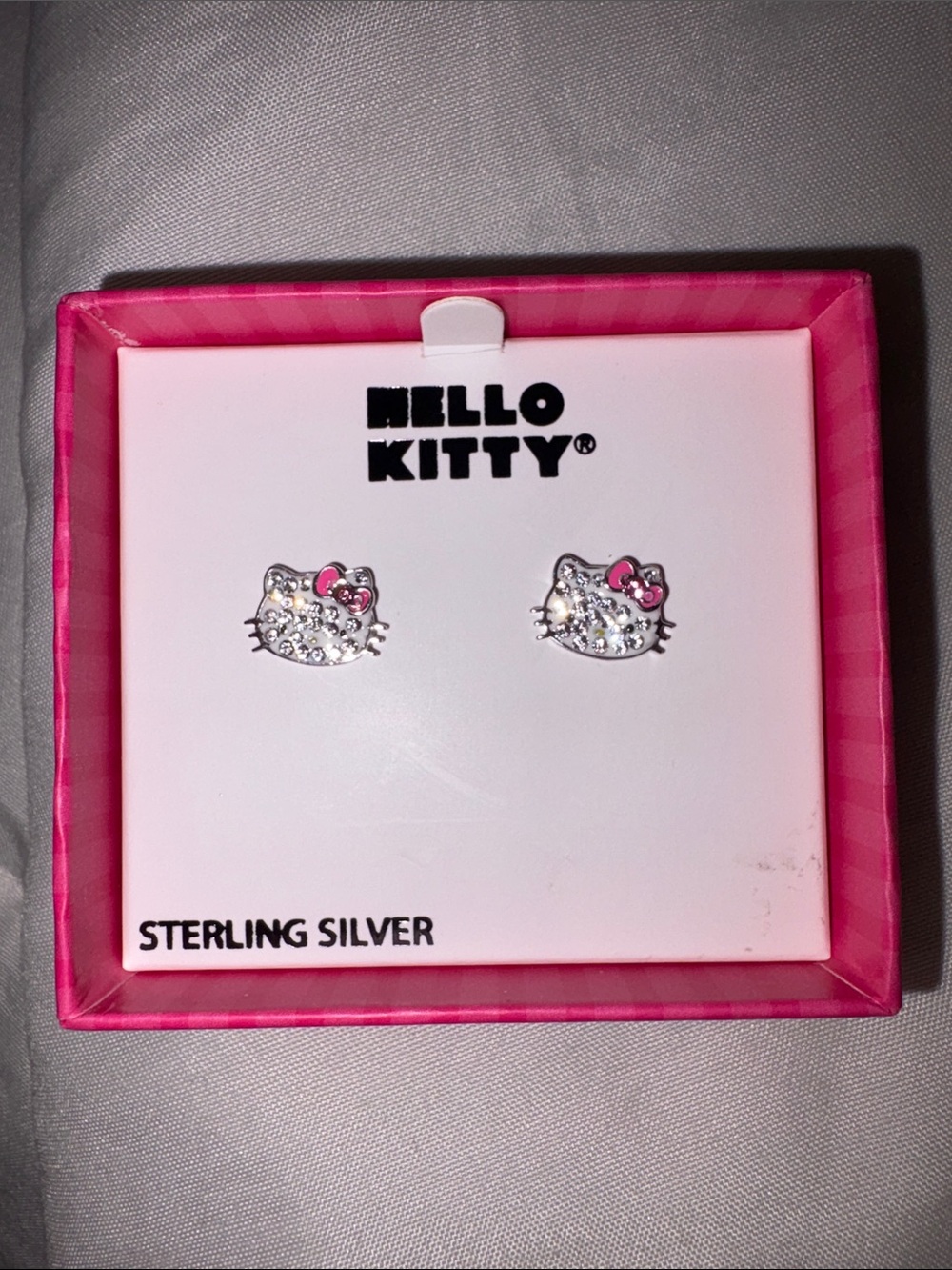 Hello Kitty Silver Crystal Stud Earrings